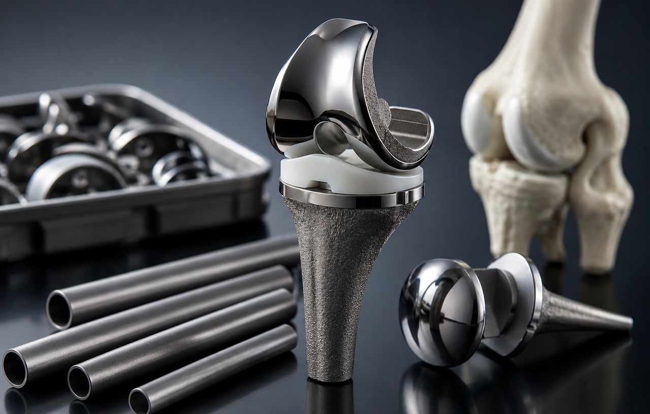 Komponenten eines Knieimplantats aus Titan