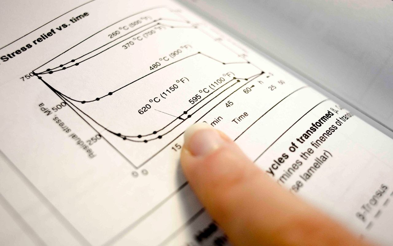 Ingenieur prüft ein Diagramm zum Spannungsarmglühen